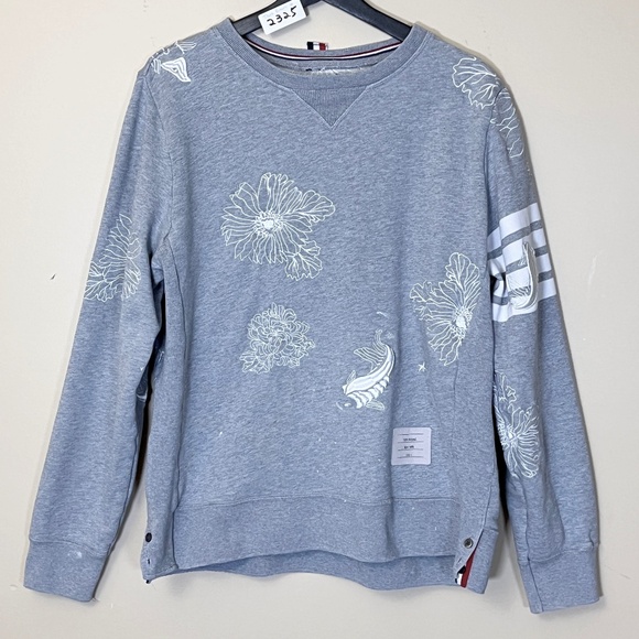 Thom Browne Other - Thom Browne Embroidered Koi Chrysanthemum Sweatshirt - Men's Size 4 - Gray